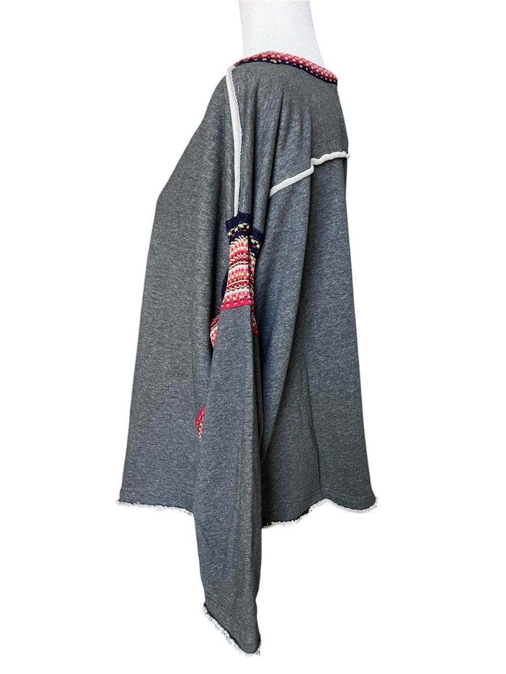 Natural Life Gray Boho Pullover Oversized Sweater Rainbow Knit Detail Size L/XL - Picture 4 of 11